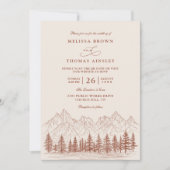 Invitation Rustic Mountain Pine Terracotta QR Code Wedding (Devant)