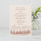 Invitation Rustic Mountain Pine Terracotta QR Code Wedding (Debout devant)