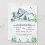 Invitation Rustic Mountain Pine Trees Forêt QR Code Mariage (Devant)