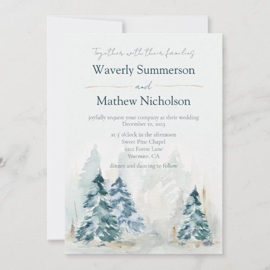 Invitation Rustic Mountain Trees À feuillage persistant Maria (Devant)