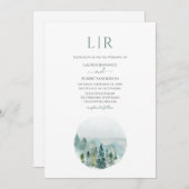Invitation Rustic Mountain Watercolor À feuillage persistant  (Devant / Derrière)