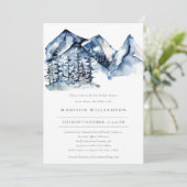 Invitation Rustic Mountain Watercolor Fête des mariées Boho (Debout devant)