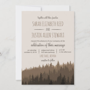 Invitation Rustic Mountain wedding Invite à Brown