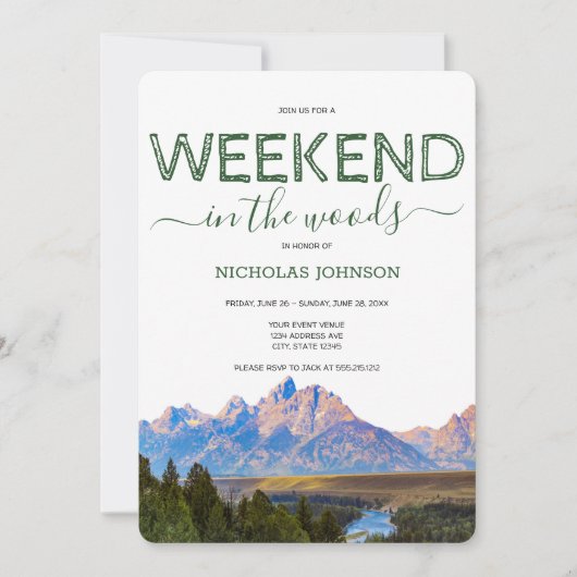 Invitation Rustic Mountain Weekend dans le Woods Bachelor (Devant)