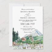 Invitation Rustic Mountain Wildflower Boho QR code Wedding (Devant)