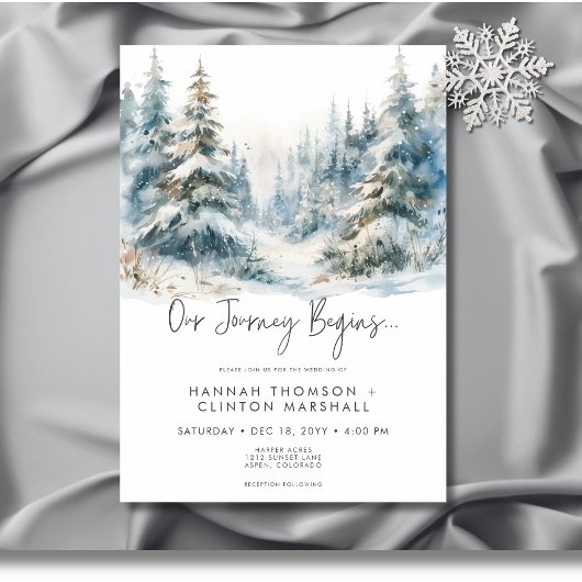 Invitation Rustic Mountain Winter Scene Mariage d'aquarelle