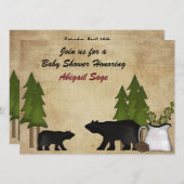 Invitation Rustic Mountain Woodland Bears Baby shower Invitat (Devant / Derrière)