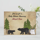 Invitation Rustic Mountain Woodland Bears Baby shower Invitat (Debout devant)
