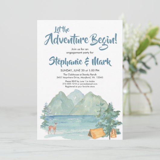 Invitation Rustic Mountains Adventure commence la partie d'en (Debout devant)