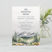 Invitation Rustic Mountains Aventure commence Mariage (Debout devant)