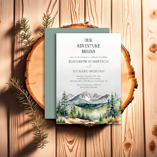 Invitation Rustic Mountains Aventure commence Mariage