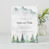 Invitation Rustic Mountains et Mariage d'aquarelle de forêt (Debout devant)