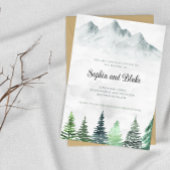 Invitation Rustic Mountains et Mariage d'aquarelle de forêt