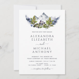 Invitation Rustic Mountains Forest Photo Aquarelle Mariage