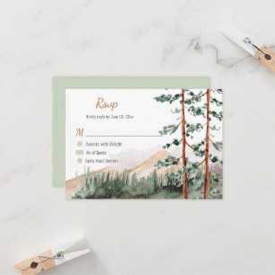 Invitation Rustic Mountains Forest Pine Spruce Trees Mariage