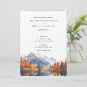 Invitation Rustic Mountains Lake Automne Mariage d'hiver (Debout devant)