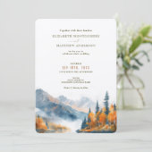 Invitation Rustic Mountains Lake Automne Mariage d'hiver (Debout devant)