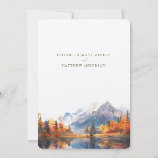 Invitation Rustic Mountains Lake Automne Mariage d'hiver (Dos)