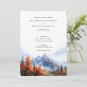Invitation Rustic Mountains Lake Automne Mariage d'hiver (Debout devant)