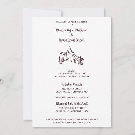 Invitation Rustic Mountains Landscape Romantic Photo Wedding (Dos)