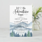 Invitation Rustic Mountains Mariage d'aquarelle de forêt (Debout devant)