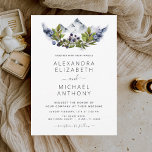 Invitation Rustic Mountains Mariage d'aquarelle de forêt<br><div class="desc">Rustic Mountain Forest Aquarelle Printemps invitations mariage sur arrière - plan blanc - comprend une belle et élégante typographie de script avec feuilles botaniques modernes,  baies et verdure pour la célébration spéciale de mariage.</div>
