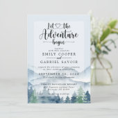 Invitation Rustic Mountains Mariage d'aquarelle de forêt (Debout devant)