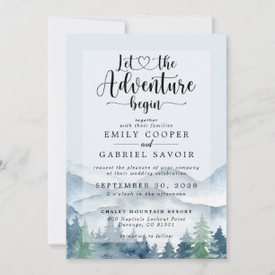 Invitation Rustic Mountains Mariage d'aquarelle de forêt