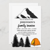 Invitation Rustic Mountains Pine Camping Famille Réunion (Devant / Derrière)