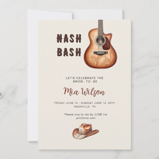 Invitation Rustic Nash Bash Bachelorette Weekend  (Devant)
