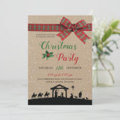 Invitation Rustic Nativity Religious Christmas Party Invitati (Debout devant)