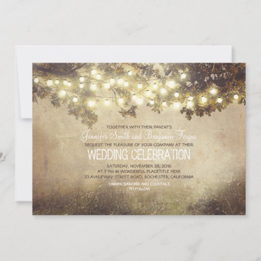 Invitation rustic nature tree branches light wedding (Devant)