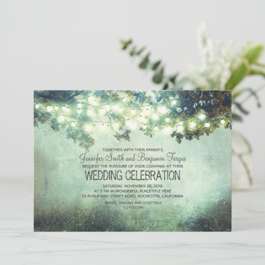 Invitation rustic nature tree branches light wedding (Debout devant)
