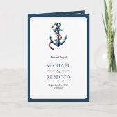 Invitation Rustic Navy Blue Anchor Rope Photo QR Code Wedding (Devant)