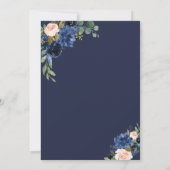 Invitation Rustic Navy Blue Blush Flowers Bloom Mariage (Dos)