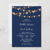 Invitation Rustic Navy Blue Burlap Bunlap Mariage (Devant)
