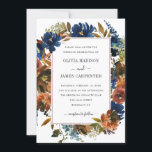 Invitation Rustic Navy Blue Terracotta Floral Fall Wedding<br><div class="desc">Modern Rustic Navy Blue Terracotta Brown Floral Watercolor Autumn Fall Country Wedding Invitation</div>