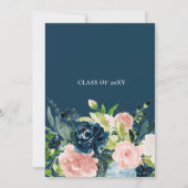 Invitation Rustic Navy Blush Floral Botanical Graduation (Dos)