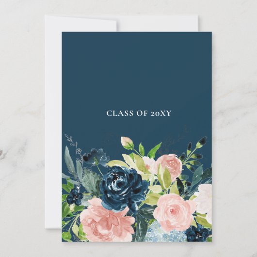 Invitation Rustic Navy Blush Floral Botanical Graduation (Dos)