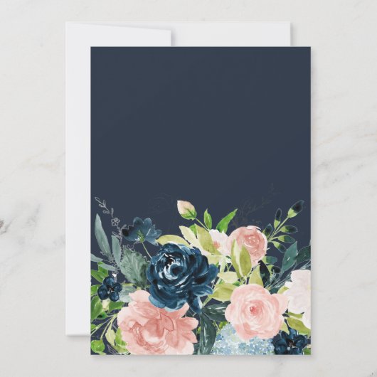 Invitation Rustic Navy Blush Floral Botanical Graduation (Dos)