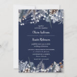 Invitation Rustic Navy Éclairage Chaîne Hiver Mariage Invitat<br><div class="desc">Rustic Navy Éclairage Chaîne d'hiver Mariage Invitation</div>