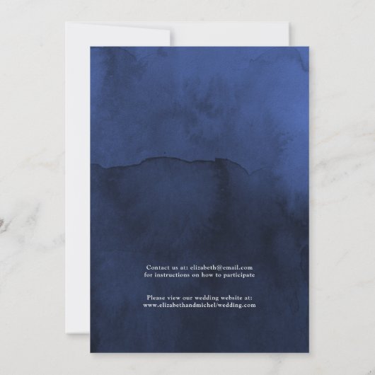 Invitation Rustic Navy et Silver Floral Mariage virtuel (Dos)