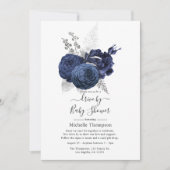 Invitation Rustic Navy & Faux Parties scintillant Silver Driv (Devant)