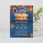 Invitation Rustic Navy Grange Automne quitte Baby shower Citr (Debout devant)
