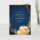 Invitation Rustic Navy Wood Sunflower Pumpkin QR Code Wedding (Devant)