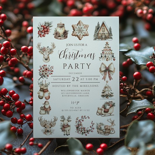 Invitation Rustic Neutral Christmas Celebration