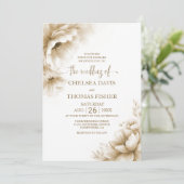 Invitation Rustic Neutral Floral Wedding (Debout devant)
