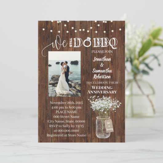 Invitation Rustic Nous faisons toujours l'anniversaire du mar (Debout devant)