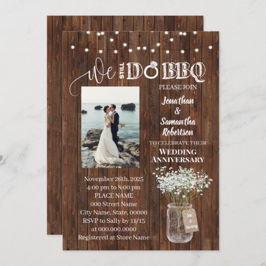 Invitation Rustic Nous faisons toujours l'anniversaire du mar (Devant / Derrière)