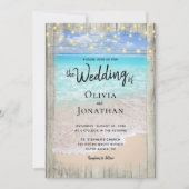 Invitation Rustic Ocean Beach Wedding QR Code Tout en un (Devant)